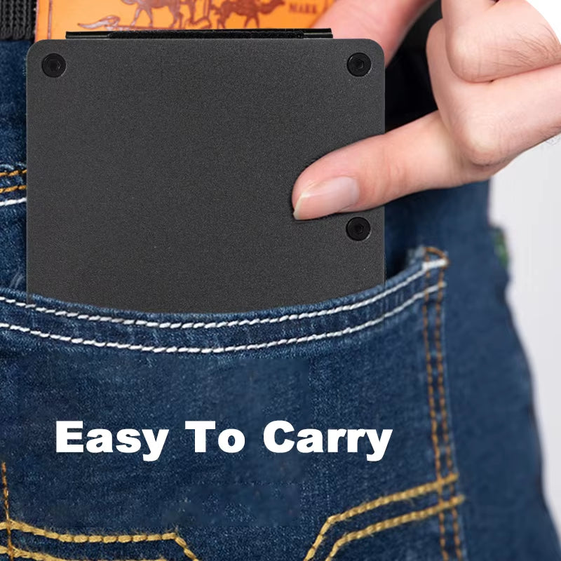 Slim Wallet Men Front Pocket Blocking Minimalist Wallet for Men Metal Wallet with Money Clip Mini Holder ID Credit Card