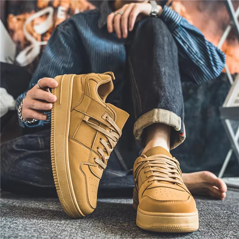 2024 New Men’S Casual Sports Shoes Comfortable in All Seasons Breathable Versatile Sneakers Khaki Air Force Flat Shoes for Men