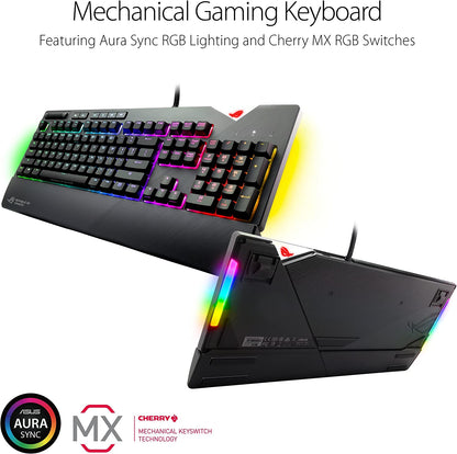 ROG Strix Flare (Cherry MX Brown) Aura Sync RGB Mechanical Gaming Keyboard with Switches, Customizable Badge, USB Pass through and Media Controls