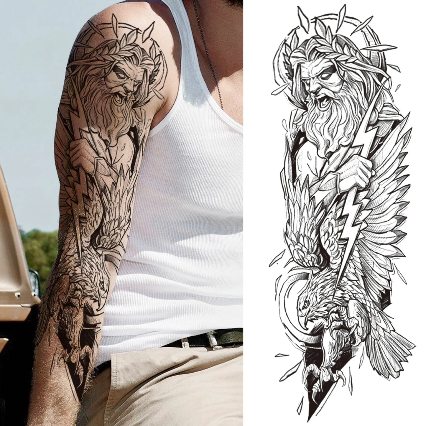 Compass Robot Arm Temporary Tattoos Sleeve For Men Women Realistic Fake Skull Angel Full Arm Tatoos Maori Totem Tattoo Sticker