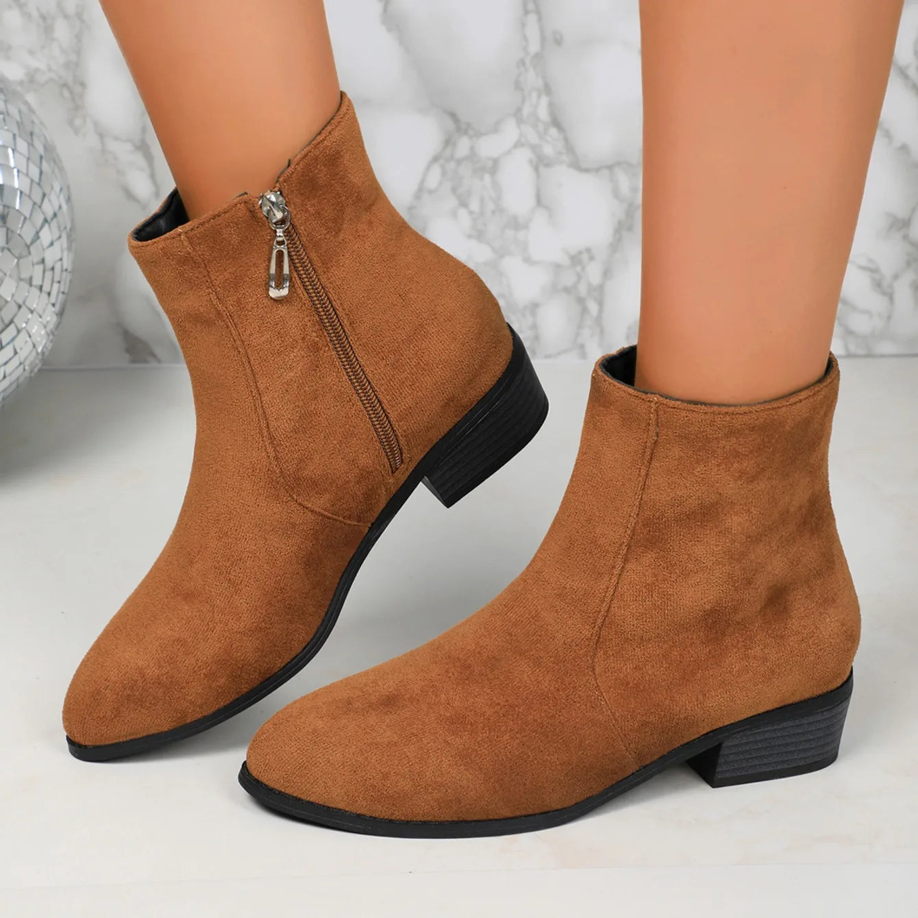 Women Boots Winter 2024 New Suede Dress Warm Boots Women Fashion Mid-Heel Warm Ankle Boots Comfortable Outdoor Shoes for Women