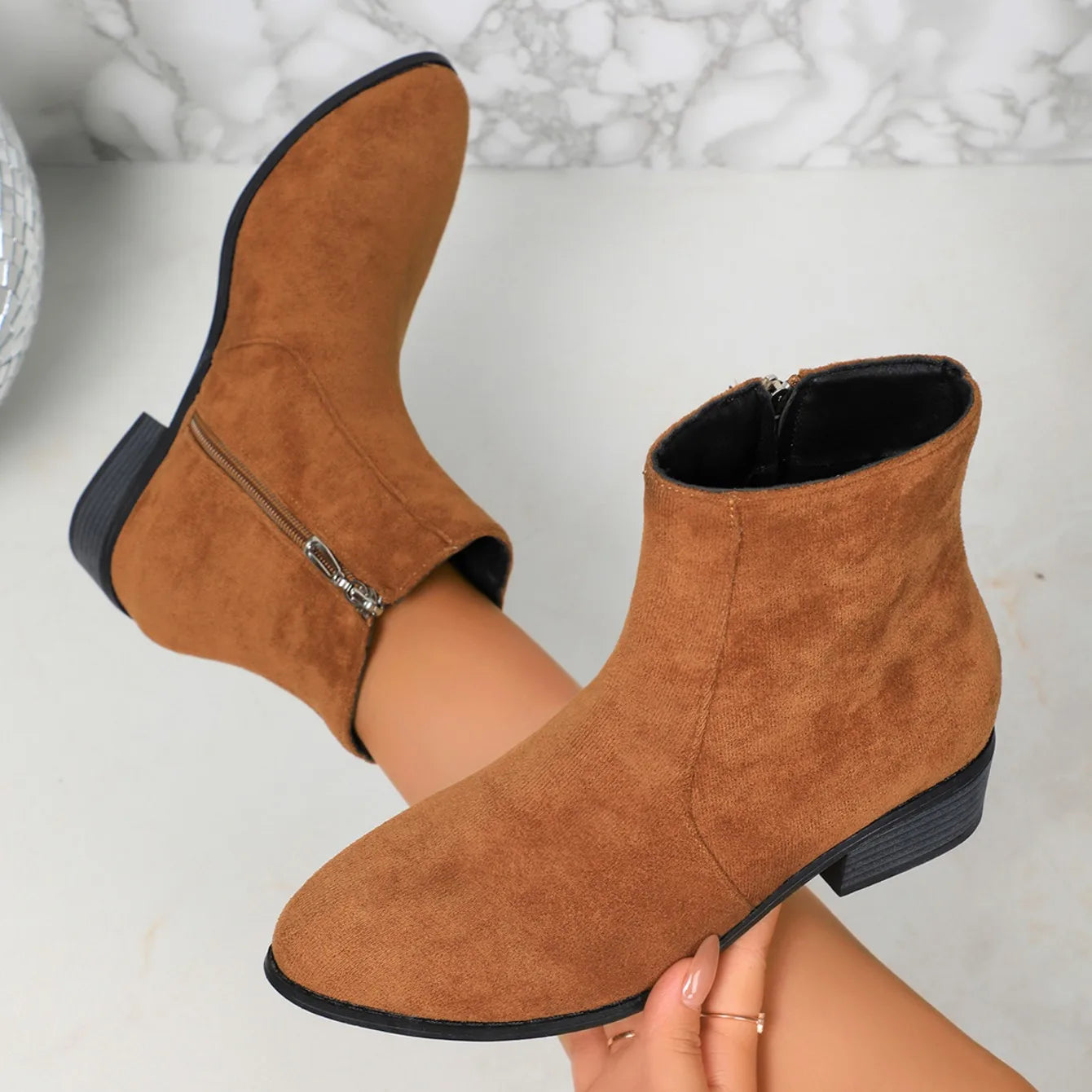 Women Boots Winter 2024 New Suede Dress Warm Boots Women Fashion Mid-Heel Warm Ankle Boots Comfortable Outdoor Shoes for Women