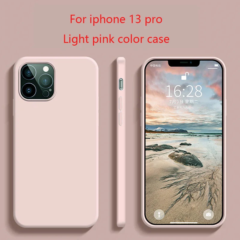 For iphone 13 pro max Matte Case For iphone 13 Pro Soft Silicon TPU Case For iphone13 mini 13pro Max 2021 light pink color Cases