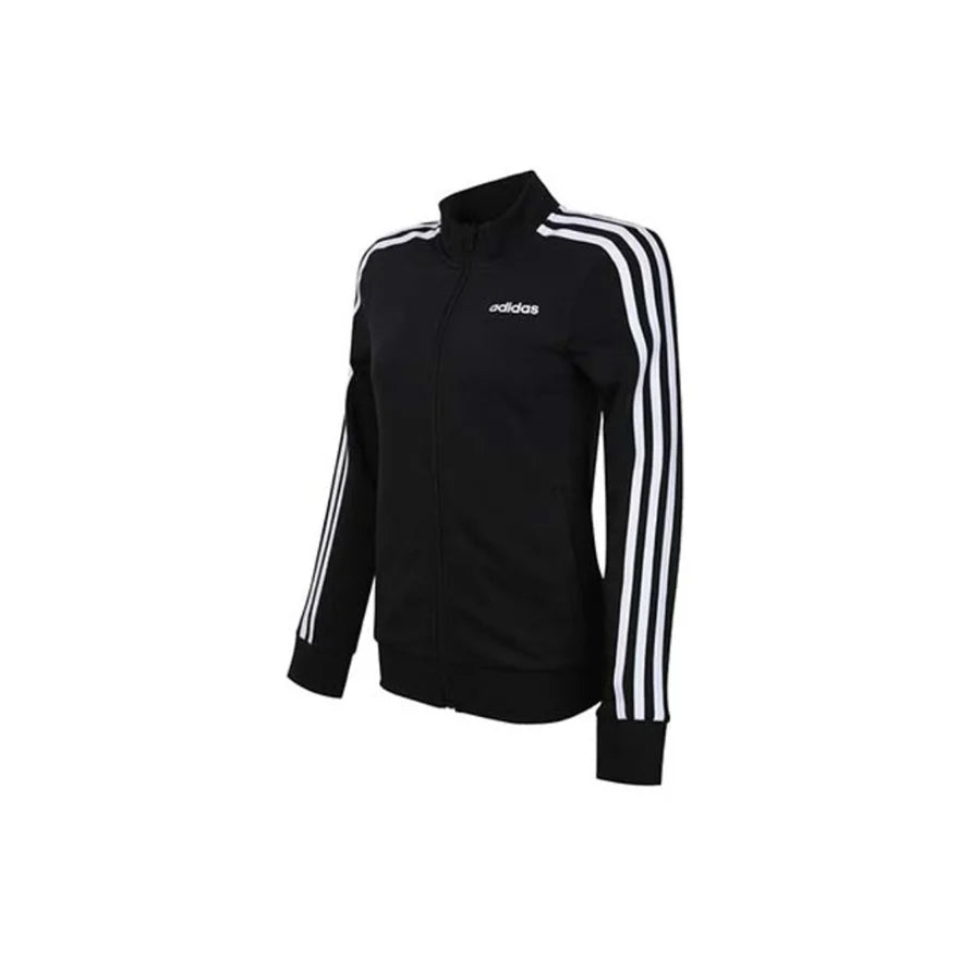 Adidas W E 3S Tracktop Spring and Autumn Jacket Retro Sporty Grid Stand up Collar Zipper Jacket Women's Black