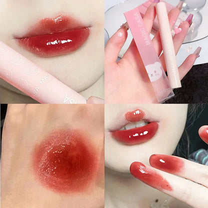 Cute Water Light Lip Gloss Lasting Crystal Glossy Moisturizing Lip Glaze Mirror Nude Liquid Lipstick Women Lips Makeup Cosmetics