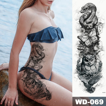 Large Arm Sleeve Tattoo Lion Crown King Rose Waterproof Temporary Tatoo Sticker Wild Wolf Tiger Men Full Skull Totem Fake Tatto