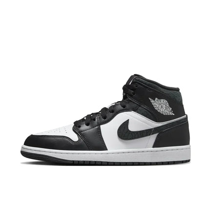 Nike Original Air Jordan 1 MID Classic Men's Basketball Shoes Comfortable Wear-resistant Anti-skid Black and White Colorway