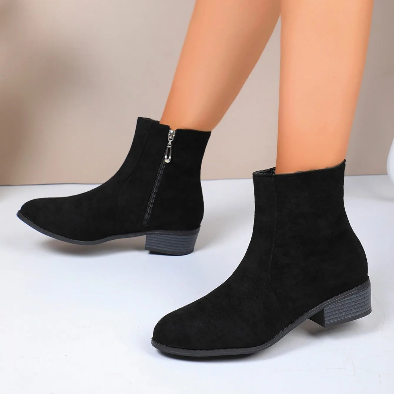 Women Boots Winter 2024 New Suede Dress Warm Boots Women Fashion Mid-Heel Warm Ankle Boots Comfortable Outdoor Shoes for Women