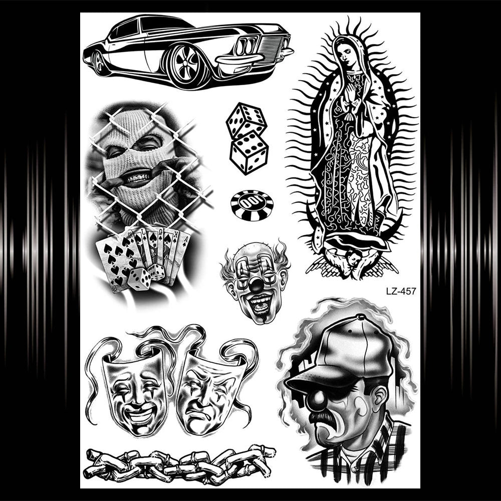 1PC Hot Sale Indian Warrior Waterproof Flash Tattoo Men Body Art Sleeve Arm Tattoo Stickers 21*15CM Large Fake Tatoo Car Styling