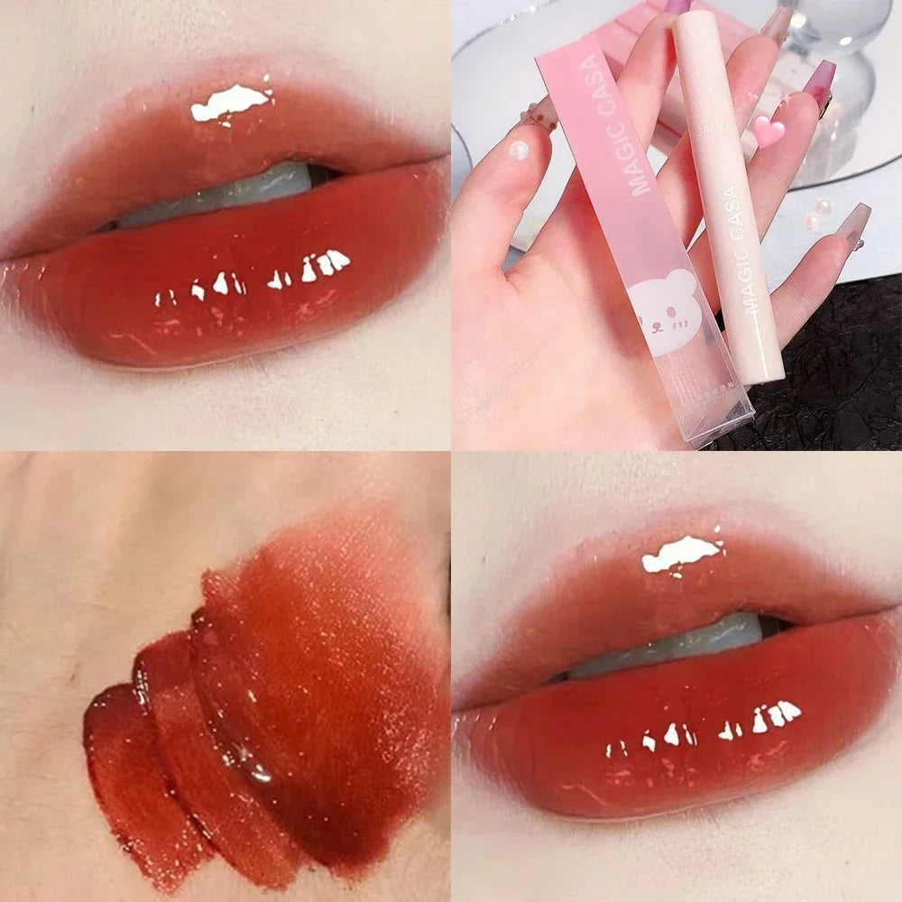 Cute Water Light Lip Gloss Lasting Crystal Glossy Moisturizing Lip Glaze Mirror Nude Liquid Lipstick Women Lips Makeup Cosmetics