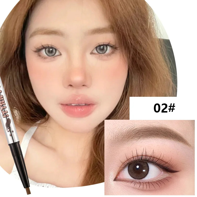 Waterproof Rotatable Gray Brown Eyebrow Pencil Lasting No Blooming Triangle Smooth Matte Double Head Eyebrow Tattoo Pen Makeup