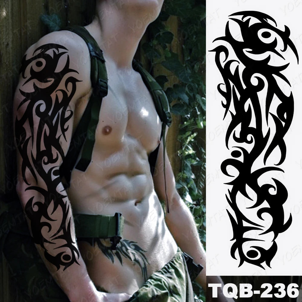 Large Arm Sleeve Tattoo Lion Crown King Rose Waterproof Temporary Tatoo Sticker Wild Wolf Tiger Men Full Skull Totem Fake Tatto