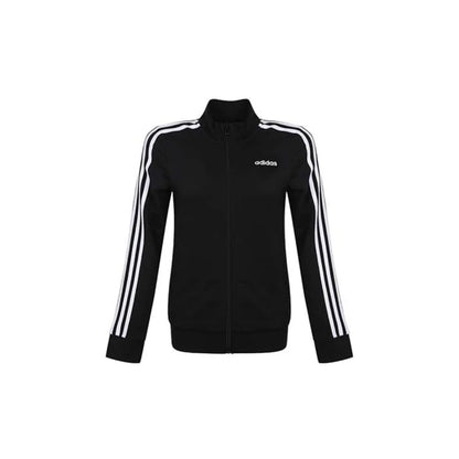 Adidas W E 3S Tracktop Spring and Autumn Jacket Retro Sporty Grid Stand up Collar Zipper Jacket Women's Black