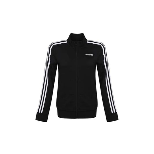 Adidas W E 3S Tracktop Spring and Autumn Jacket Retro Sporty Grid Stand up Collar Zipper Jacket Women's Black