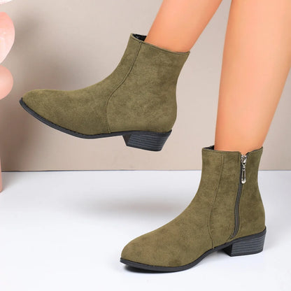 Women Boots Winter 2024 New Suede Dress Warm Boots Women Fashion Mid-Heel Warm Ankle Boots Comfortable Outdoor Shoes for Women