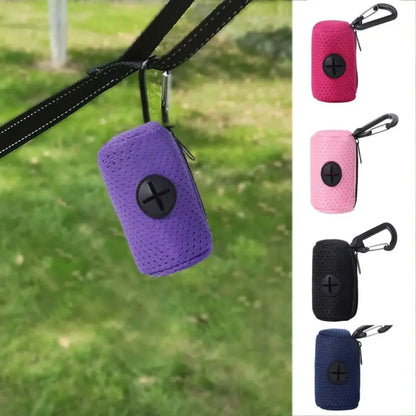 Mesh Dog Poo Bags Dispenser Portable Hanging with Buckle Dogs Waste Bag Holder Colorful Pet Garbages Dispensers For Walking