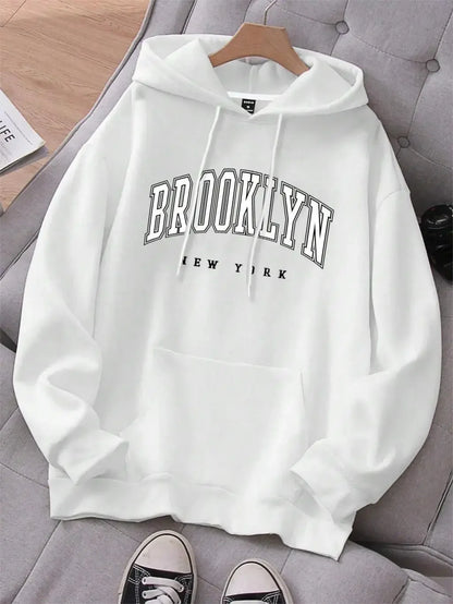 Fashion Brooklyn New York Printing Men Hoody O-Neck All Match Loose Comfortable Sweatshirt Fleece Basic Hoodie Autumn Clothes