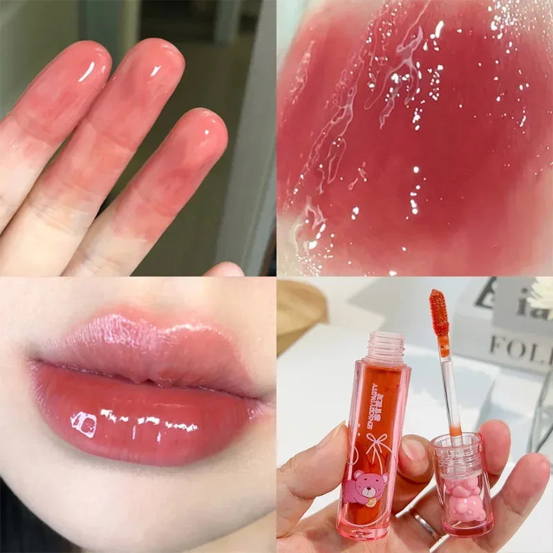 Cute Water Light Lip Gloss Lasting Crystal Glossy Moisturizing Lip Glaze Mirror Nude Liquid Lipstick Women Lips Makeup Cosmetics