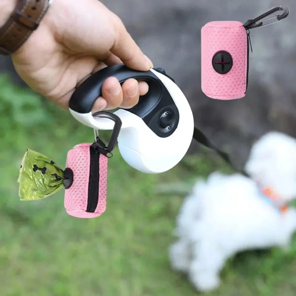 Mesh Dog Poo Bags Dispenser Portable Hanging with Buckle Dogs Waste Bag Holder Colorful Pet Garbages Dispensers For Walking