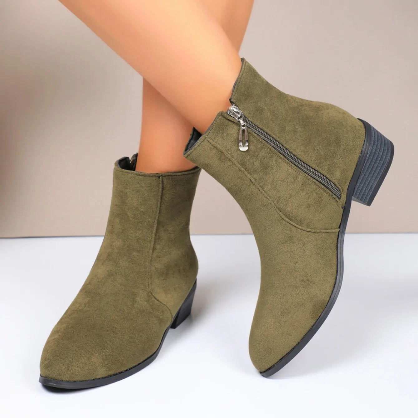 Women Boots Winter 2024 New Suede Dress Warm Boots Women Fashion Mid-Heel Warm Ankle Boots Comfortable Outdoor Shoes for Women