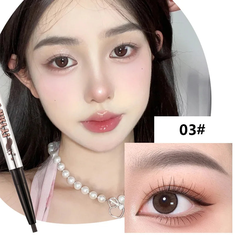 Waterproof Rotatable Gray Brown Eyebrow Pencil Lasting No Blooming Triangle Smooth Matte Double Head Eyebrow Tattoo Pen Makeup