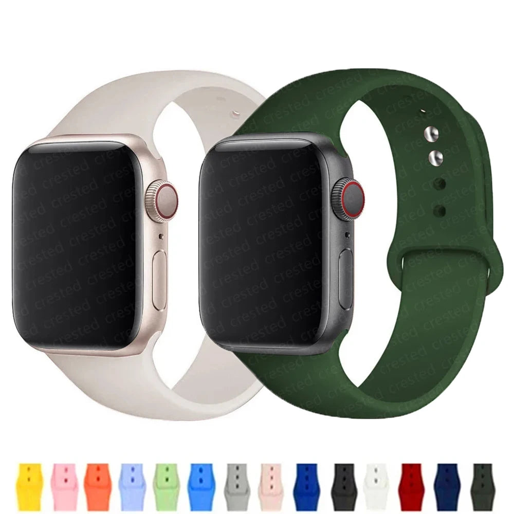 Silicone Strap For Apple Watch band 45mm 41mm 44mm 42mm 49mm 40mm 46mm bracelet correa Apple Watch Series 10, 9, 8, 7, SE, Ultra, 6, 5, 4, 3