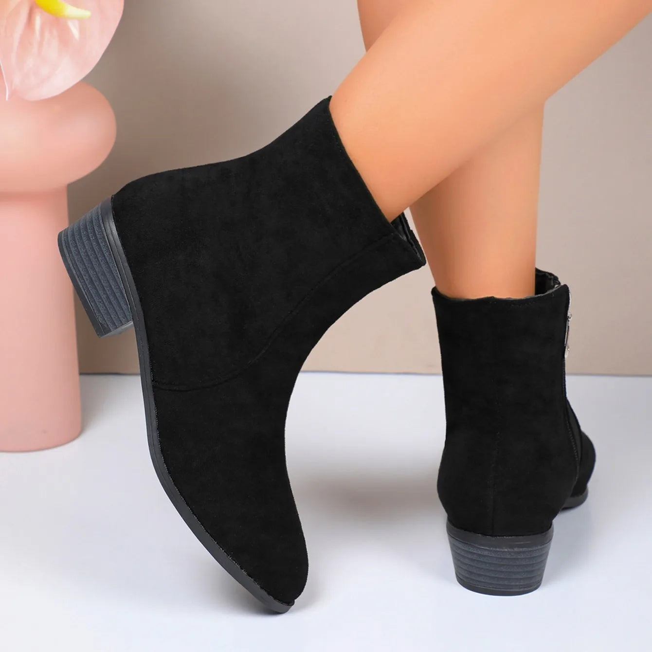 Women Boots Winter 2024 New Suede Dress Warm Boots Women Fashion Mid-Heel Warm Ankle Boots Comfortable Outdoor Shoes for Women