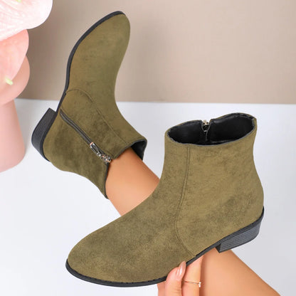 Women Boots Winter 2024 New Suede Dress Warm Boots Women Fashion Mid-Heel Warm Ankle Boots Comfortable Outdoor Shoes for Women