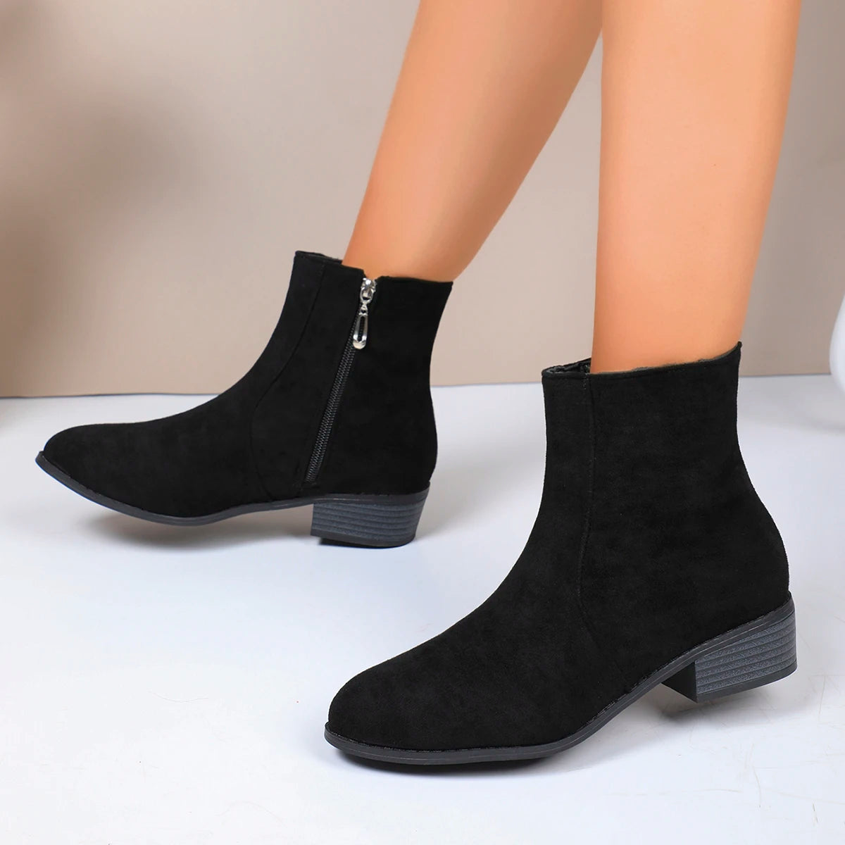 Women Boots Winter 2024 New Suede Dress Warm Boots Women Fashion Mid-Heel Warm Ankle Boots Comfortable Outdoor Shoes for Women