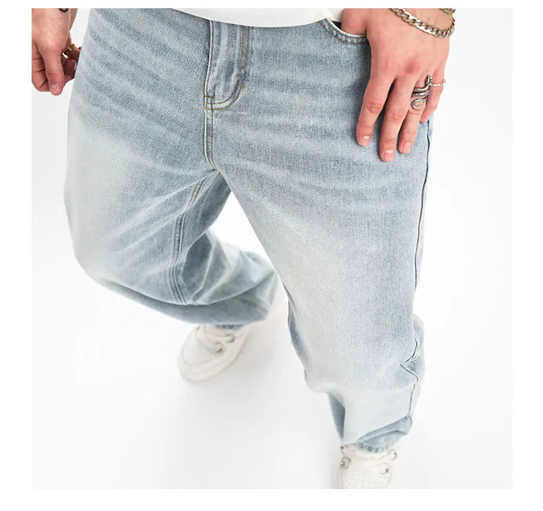 TINGHUO Men's Baggy Jeans Loose Button Fly Straight Leg Jeans Casual Denim Pants Men Designer Y2k Clothes pantalones hombre