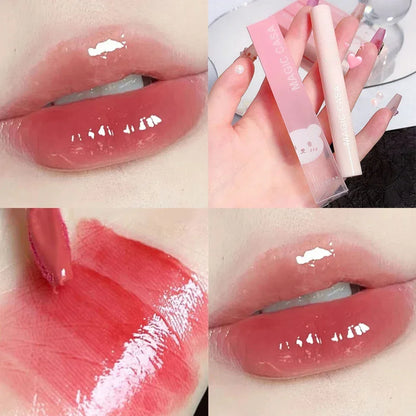 Cute Water Light Lip Gloss Lasting Crystal Glossy Moisturizing Lip Glaze Mirror Nude Liquid Lipstick Women Lips Makeup Cosmetics