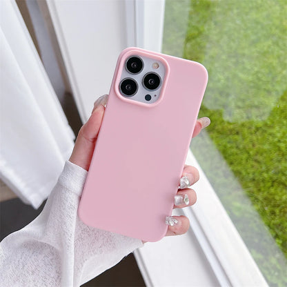 Luxury TPU Solid Pink Color With Camera Bumper Phone Case For iPhone 15 14 13 12 11 Pro Max Plus Skin Feeling Full Back Cover