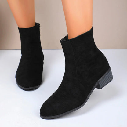 Women Boots Winter 2024 New Suede Dress Warm Boots Women Fashion Mid-Heel Warm Ankle Boots Comfortable Outdoor Shoes for Women