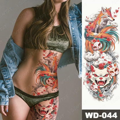 Large Arm Sleeve Tattoo Lion Crown King Rose Waterproof Temporary Tatoo Sticker Wild Wolf Tiger Men Full Skull Totem Fake Tatto