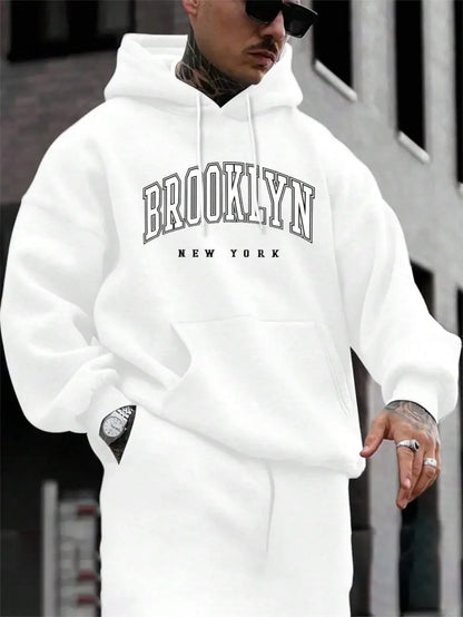 Fashion Brooklyn New York Printing Men Hoody O-Neck All Match Loose Comfortable Sweatshirt Fleece Basic Hoodie Autumn Clothes