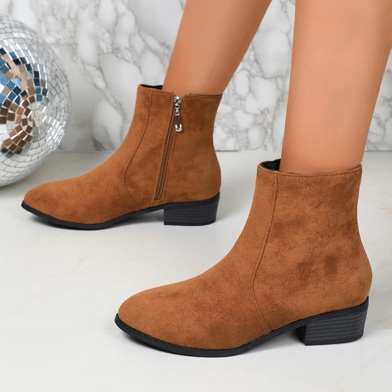 Women Boots Winter 2024 New Suede Dress Warm Boots Women Fashion Mid-Heel Warm Ankle Boots Comfortable Outdoor Shoes for Women