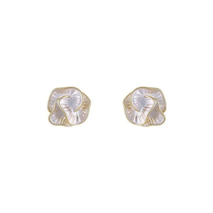 SUMENG 2024 New White Enamel Flower Stud Earrings for Women Folded Unique Design Multi-layers Floral Female Fahion Jewelry Gifts