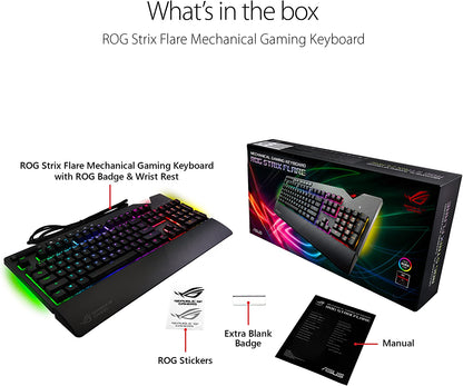 ROG Strix Flare (Cherry MX Brown) Aura Sync RGB Mechanical Gaming Keyboard with Switches, Customizable Badge, USB Pass through and Media Controls