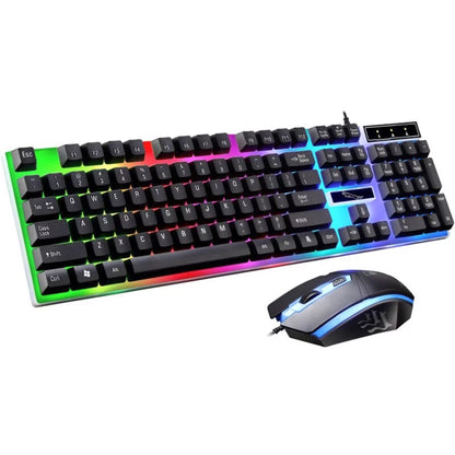 Gaming Keyboard and Mouse Combo, LED Rainbow Backlit Keyboard with 104 Key Computer PC Gaming Keyboard for Pc/Laptop (Black)